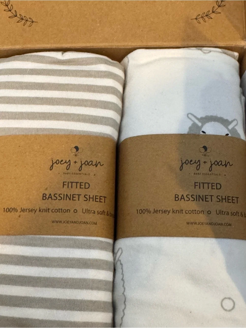 Joey + Joan Set of 2 Fitted Bassinet Sheets